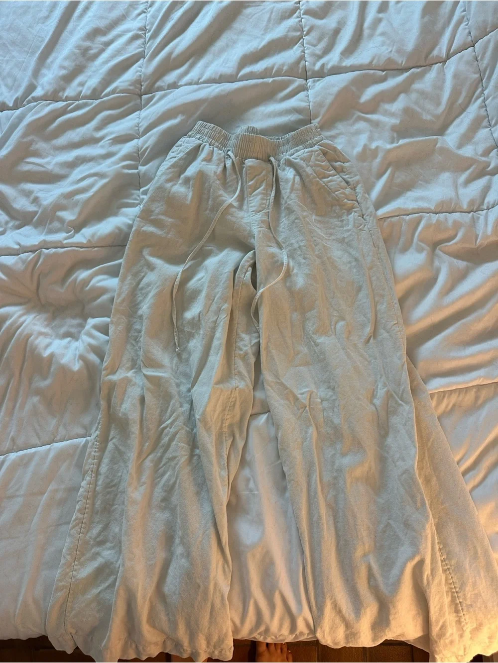 a new day White Straight Leg Linen Beach Pants